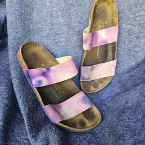 Birkenstock Papillio Women's Size 7 Curacao Purple Pink Tie Dye Slide Sandals